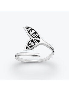 Estemia Stříbrný prsten se zdobenou ploutví nastavitelný - Ag925
