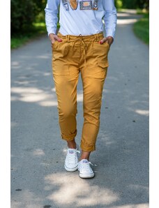 Collfashion Kalhoty do gumy 21212-13 Itálie barva: žlutá okrová