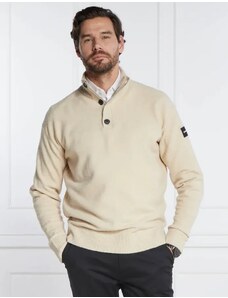 Calvin Klein Svetr LYCRA BLEND BUTTON QUARTER ZIP | Regular Fit | s příměsí vlny