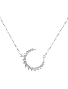 Stříbrný náhrdelník s půlměsícem zdobeným zirkony - Meucci SYN023