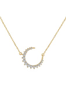 Pozlacený stříbrný náhrdelník s půlměsícem zdobeným zirkony - Meucci SYN029