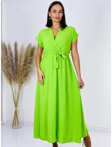 Webmoda Dámské zelené midi šaty s páskem