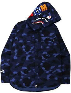 Bape Color Camo Shark Hoodie Shirt Navy