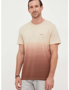 Bavlněné tričko Pepe Jeans béžová barva