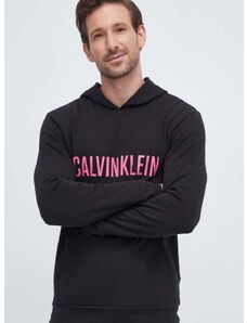 Mikina Calvin Klein Underwear černá barva, s kapucí, s potiskem