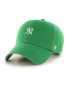 Bavlněná baseballová čepice 47brand MLB New York Yankees zelená barva, s aplikací, B-BSRNR17GWS-KY