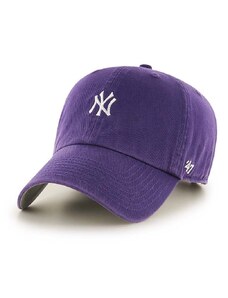 Bavlněná baseballová čepice 47brand MLB New York Yankees fialová barva, s aplikací, B-BSRNR17GWS-PP