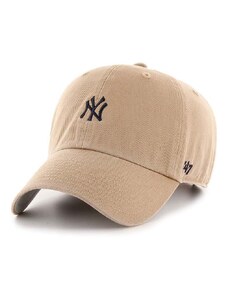 47 brand Bavlněná baseballová čepice 47brand MLB New York Yankees béžová barva, s aplikací