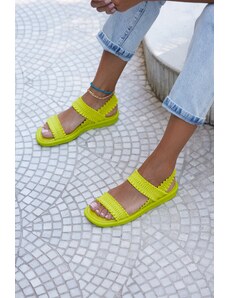 Madamra Women's Yellow Drawstring Sandals