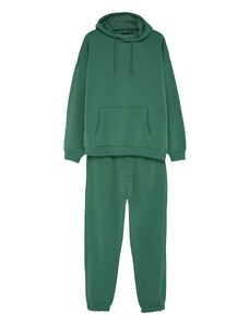 Trendyol Green Oversize/Wide-Cut Leg Elastic Basic Inner Fleece Cotton Tracksuit