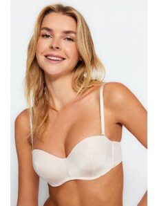 Trendyol Beige Polyamide Padded Strapless Knitted Bra with Removable Straps