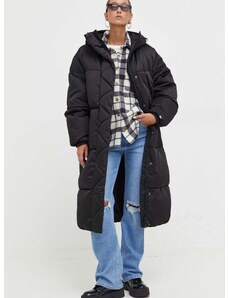 Bunda Tommy Jeans dámská, černá barva, zimní, oversize, DW0DW16587