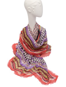Červeno-fialový šátek se vzorem Pollini