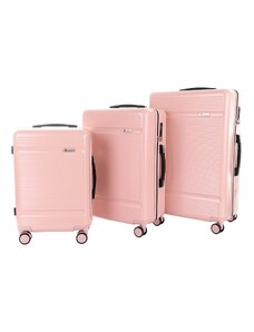 Sada 3 kufrů T-class 2218 růžová, M, L, XL, TSA zámek, 40 l, 60 l, 95 l, 195 l