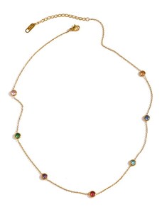GRACE Jewellery Ocelový náhrdelník s barevnými zirkony Simona