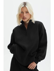 Madmext Black Zipper Detailed Oversize Sweatshirt
