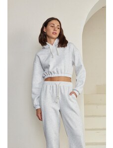 VATKALI Embroidered Cropped Sweatshirt Gray