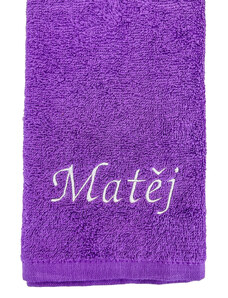 Domovi Malý fialový ručník s vlastním textem 30 x 50 cm