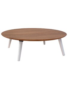 Dřevěný konferenční stolek RAGABA CONTRAST SLICE 100 cm s bílou podnoží