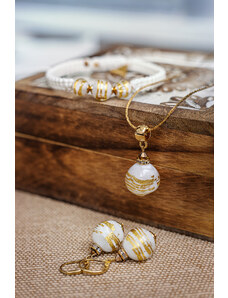 Dámske Náušnice Icy Treasure s 24karátovým zlatem v perlách Lampglas - /