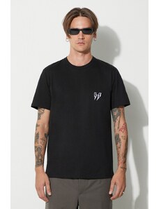 Neil Barrett Bavlněné tričko Neil Barett SLIM DOUBLE BOLT černá barva, s aplikací, PBJT218.V500C.1118