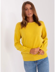 Fashionhunters Žlutý klasický svetr s dlouhými rukávy