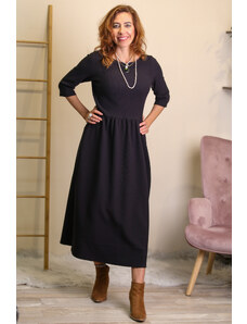 Meera Design Pohodové šaty Dolores dlouhé / Černá žebrovina