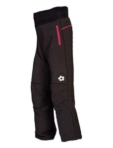 Kukadloo Softshellové kalhoty - černé s růžovými kapsami na zip