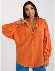 Fashionhunters Oranžová oversized košile s nabíraným rukávem