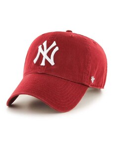 Bavlněná baseballová čepice 47brand MLB New York Yankees červená barva, s aplikací, B-RGW17GWS-RZ