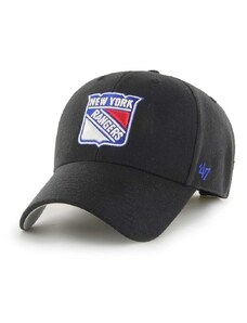 Bavlněná baseballová čepice 47brand NHL New York Rangers černá barva, s aplikací, H-MVP13WBV-BKB