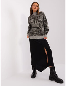 Fashionhunters Khaki dámský oversized svetr s rolákem