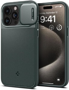 Ochranný kryt na iPhone 15 Pro MAX - Spigen, Optik Armor MagSafe Abyss Green