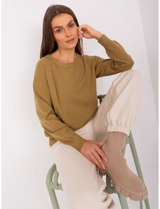 Fashionhunters Olivově zelený dámský klasický svetr s bavlnou