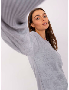 Fashionhunters Klasický šedý svetr s dlouhými rukávy