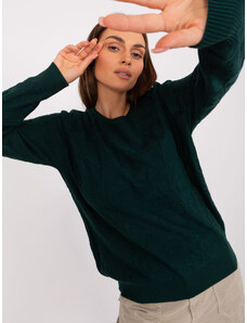 Fashionhunters Tmavě zelený dámský klasický svetr s bavlnou
