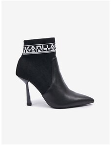 Karl Lagerfeld Černé dámské kotníkové boty na podpatku s koženými detaily KARL LA - Dámské