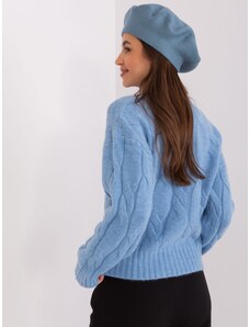 Fashionhunters Špinavě modrý, jednobarevný dámský baret