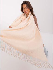 Fashionhunters Světle béžový dámský šátek s třásněmi