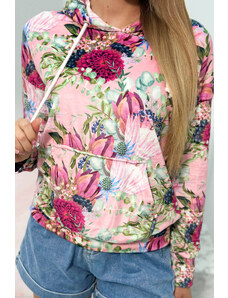 K-Fashion Velurová mikina s kapucí růžový