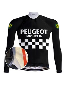 REDTED Peugeot Vintage Cyklistický dres (Fleece) - REDTED - Černá