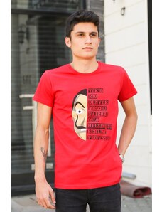 Madmext Claret Red Printed T-Shirt 4016