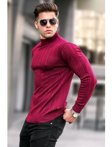 Madmext Burgundy Half Turtleneck Knitwear Sweater 5786