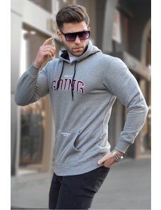 Madmext Men's Gray Printed Hoodie Sweatshirt