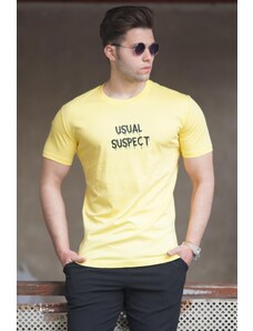Madmext Men's Yellow Printed T-Shirt 5275