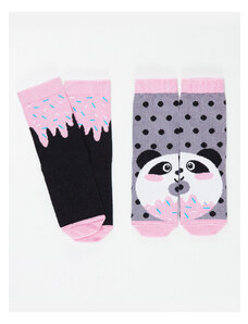 Denokids Panda & Crema Girl Socks Set of 2