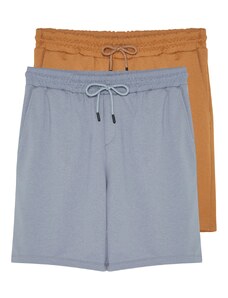 Trendyol Camel-Grey Basic Regular/Normal Fit Plain 2-Pack Shorts