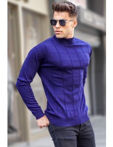 Madmext Navy Blue Half Turtleneck Knitwear Sweater 5798