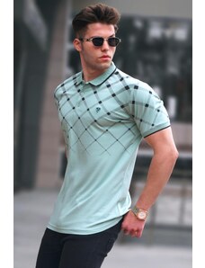 Madmext Mint Green Buttoned Polo Collar Men's T-Shirt 5867