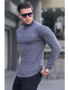 Madmext Anthracite Turtleneck Patterned Sweater 4661